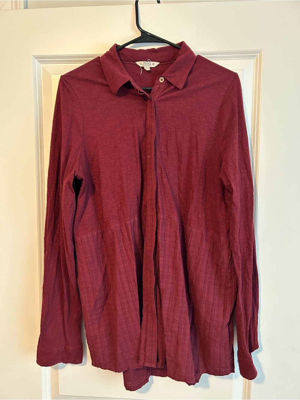 Fatface Burgundy Long-Sleeve Tunic Button Shirt